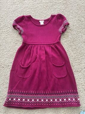 Joe Fresh Magenta Knit Dress with Fair Isle Accents size 8